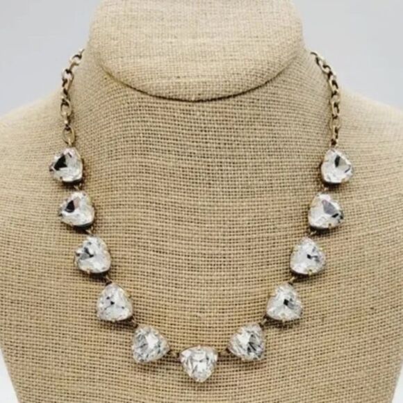 EUC Stella & Dot Sommervell Crystal Necklace Gold Vintage - Picture 1 of 8